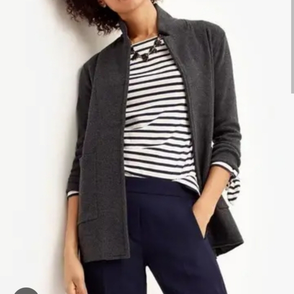 JCrew Sophie open front sweater blazer patch pockets heather charcoal S - Picture 1 of 11